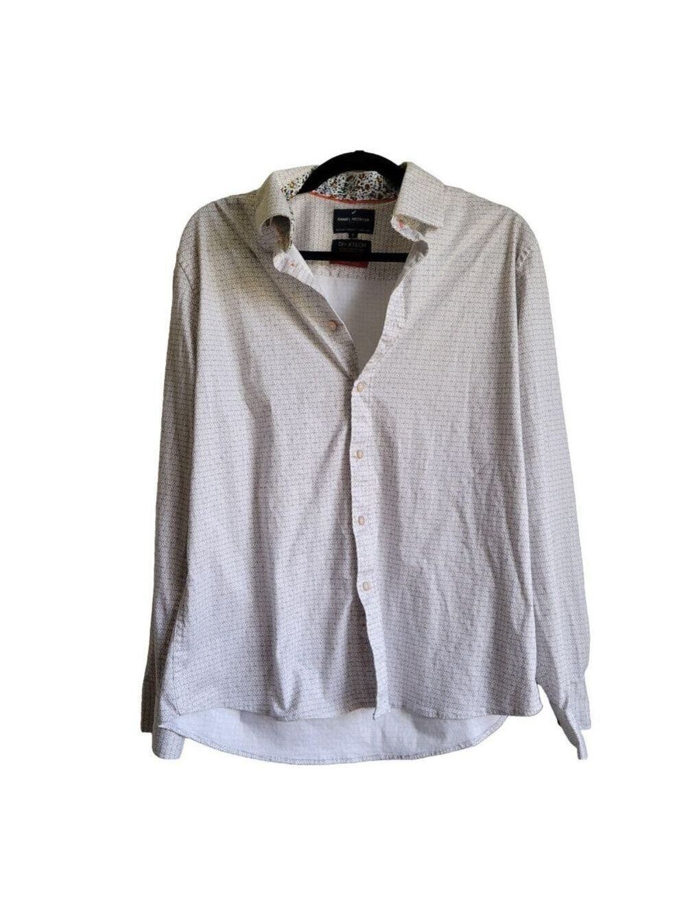 Men's Daniel Hechter Button-Up Shirt, Size L, White & Gray